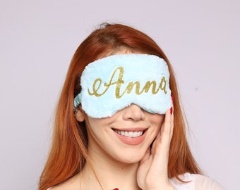 Personalized Fluffy Sleep Mask: Bride Gift, Bridal Shower