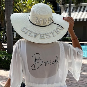 Personalized Floppy hats, Custom hat, Honeymoon Beach Hat, Summer Party Hat, custom bride sun hats,  bachelorette gifts, bridesmaids gifts