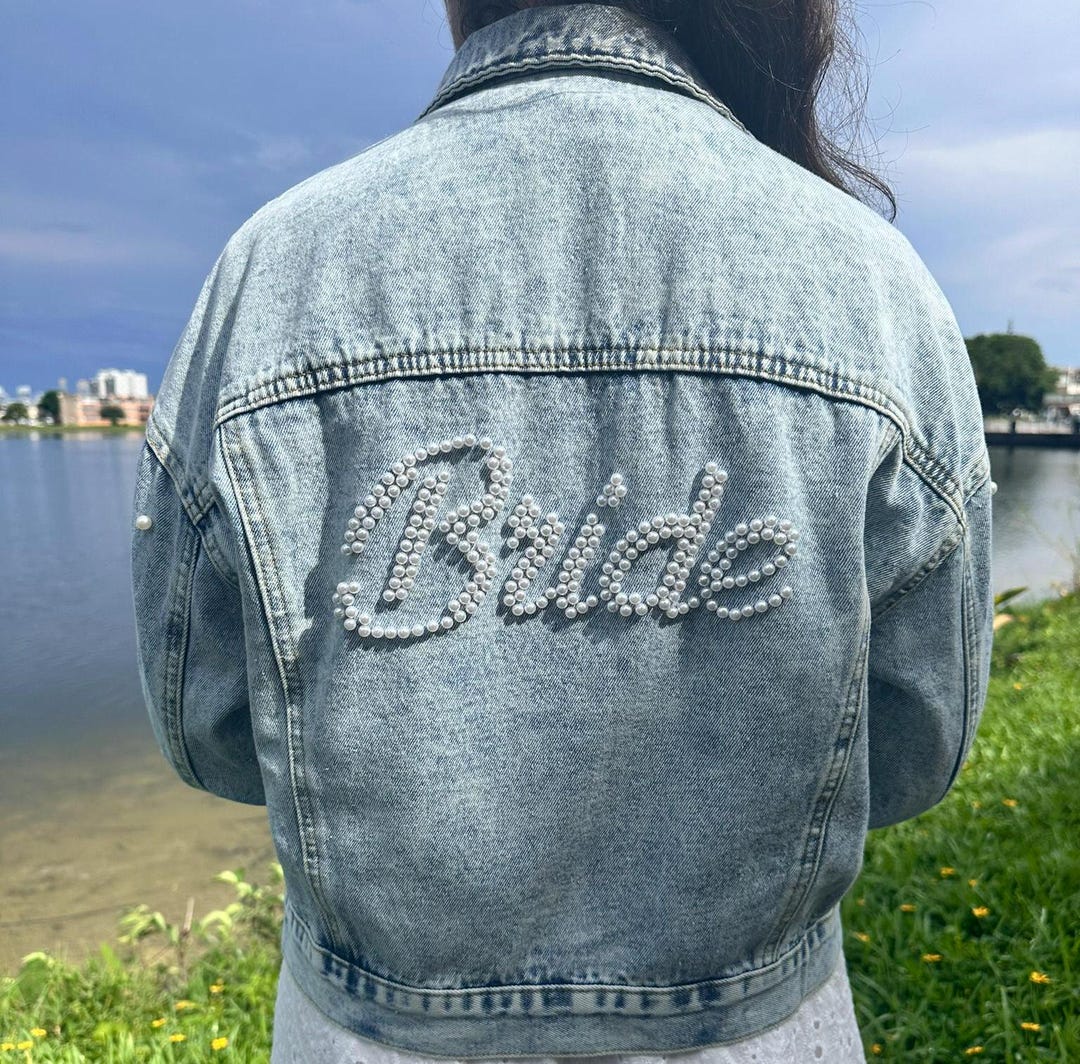 Custom Bridal Denim Jacket With Elegant Pearl Detailing for BRIDE Etsy — free download