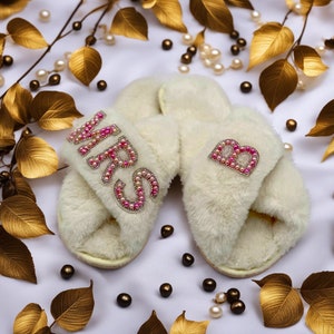 Personalized wedding slippers for bridesmaid gifts for bride slippers getting ready
