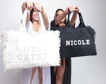 Personalized Bridal Beach Tote Bag, Destination Wedding Gift