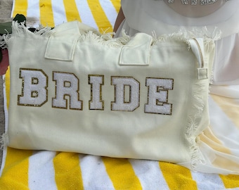 Custom Bride Tote Bag with Zipper – Personalized Wedding Bag