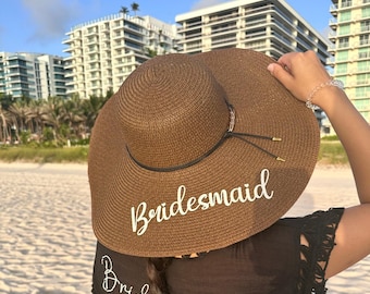 Personalized Bride Beach Hat - Chic Sun Hat for Wedding Party & Bridesmaid Gifts