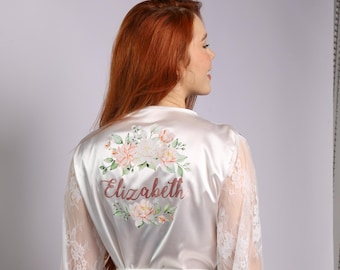 LACE BRIDAL ROBE - Luxurious Satin Robes for Bridesmaids & Wedding Party