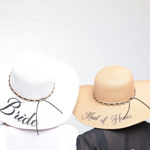 CAPPELLI PER SPOSA, DAMIGELLE, Cappelli da spiaggia personalizzati - Cappelli da sole personalizzati per spose e damigelle, damigelle d'onore