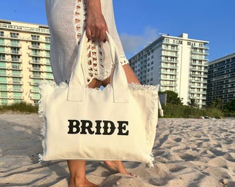 Personalized Bridal Tote Bag – Pearl & Fringe, Bridesmaid Gift
