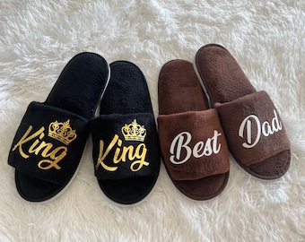 Custom King Slippers, Plush Father's Day Gift