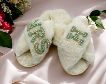 Custom bride slippers personalized slippers for bridal party