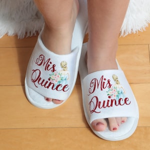 Cozy Spa Slippers: Mis Quince Monogram, Open Toe, Birthday Gift