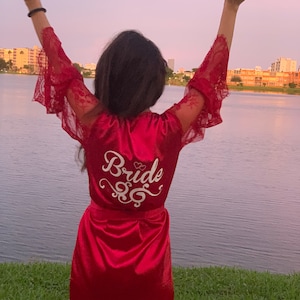 Bride robe, Sexy satin wedding robe, red sexy robe, silk bridal robe, Bride wedding gift, Wedding bridal robe, Bride to be robes, Satin robe