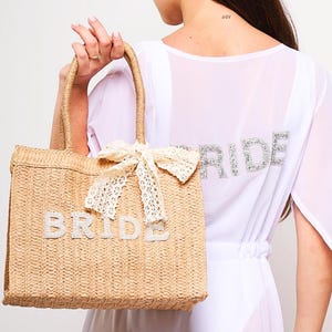 Personalized Bridal & Bridesmaid Straw Tote – Elegant Custom Wedding Gift and Honeymoon Bag