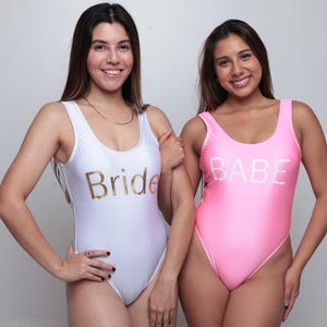 BRIDE SQUAD SWIMSUIT-  Aesthetic Matching High Cut One-Piece for Bachelorette Parties