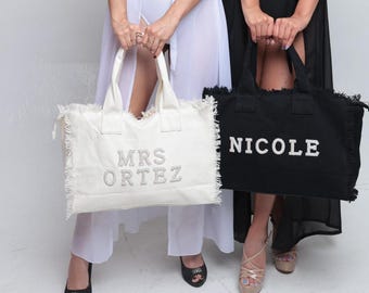 Personalized Beach Tote: Bridal Party Gift Bag with Name