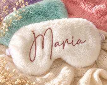 Personalized Cozy Fur Sleep Mask, Bridal Bachelorette Party Favor