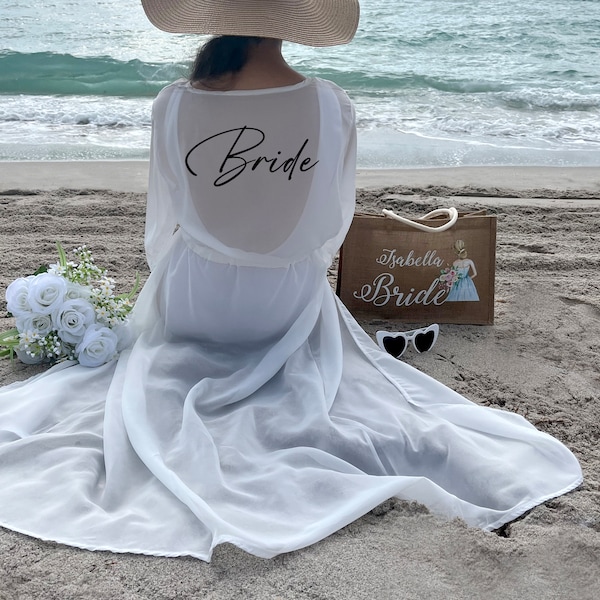 Beach Bachelorette, Bride Coverups, Bridesmaids Swim Long Cover Ups, Bridesmaid Swimsuit Cover up,  Bridesmaid Gifts, Pool party Gifts,