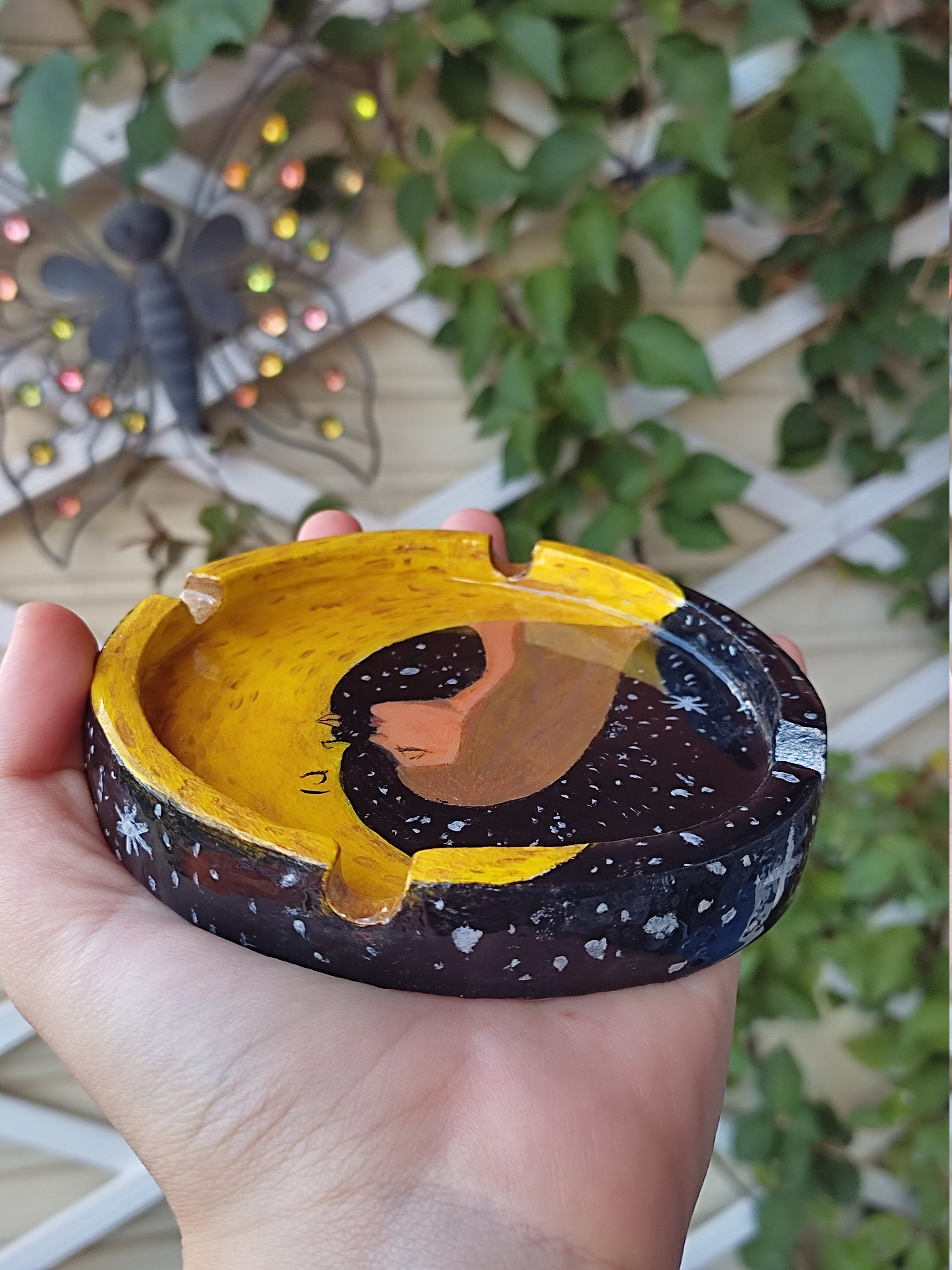 Ashtray of clay varnished in handmade resin Etsy
