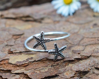 Sterling Silber 925 Seestern Einstellbare Zehenring