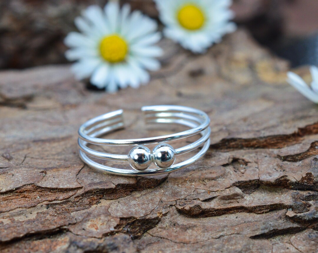 Sterling Silver 925 Double Ball Adjustable Toe Ring - Etsy