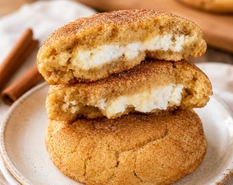 Snickerdoodle Cheesecake Cookies | Soft Cinnamon Sugar Cookies Stuffed with Cream Cheese | Homemade Gourmet Cookies | Fresh Baked Treats