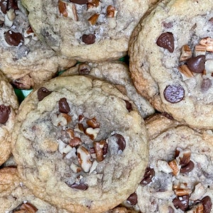 Pecan coconut chocolate chip cookies, soft and chewy chocolate chip cookies, gourmet cookies, 1 dozen