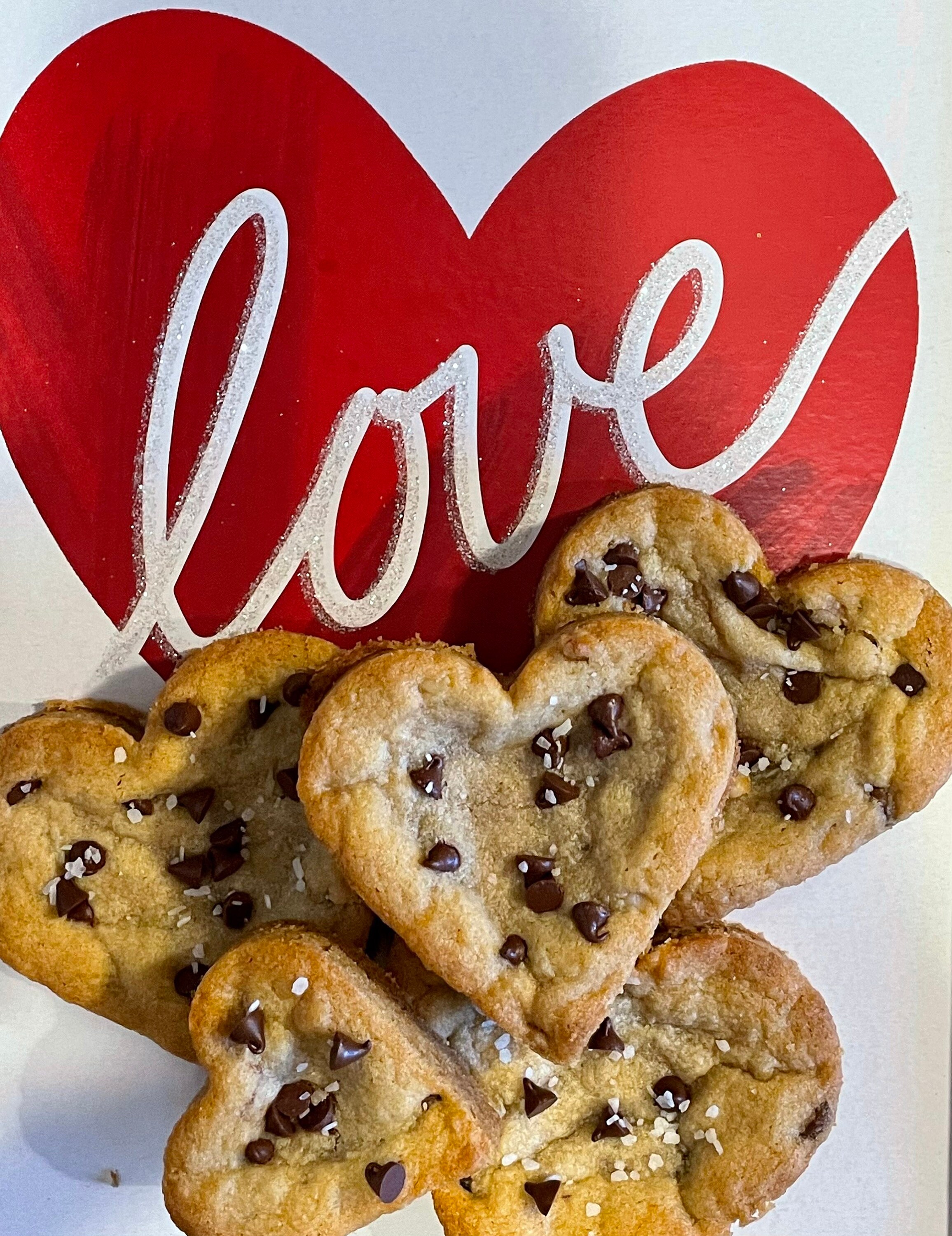 Chocolate Chip Heart Cookies Mothers Day Gift Fathers