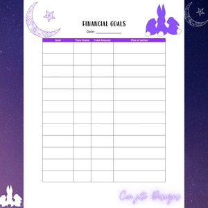 Financial Goals Sheet PDF
