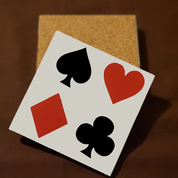 Poker Coasters Ceramic Personalized Single Sets Etsy