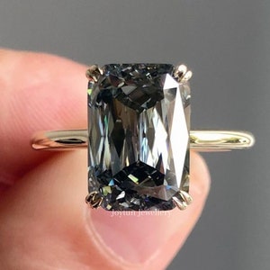 4.01 CT Excellent Radiant Cut Gray Moissanite Handcrafted Engagement Gift Ring, Unique Jewelry Ring For Women, Women Proposal Vintage Ring