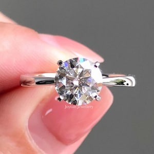 1.35 CT Round Cut Moissanite Wedding Engagement Gift For Her, Solitaire Diamond Anniversary Ring, Personalized Gift, Propose Ring For Women