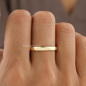 Classic 14k Solid Gold Wedding Comfort Fit Simple Wedding Proposal Band, Women Dainty Band, Anniversary Gift ring, simple gold couple band