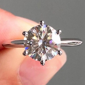1.10 CT Round Cut Moissanite Minimalist Engagement Gift Ring, Dainty Anniversary Ring For Women, Elegant Proposal Gift Ring, Custom Ring