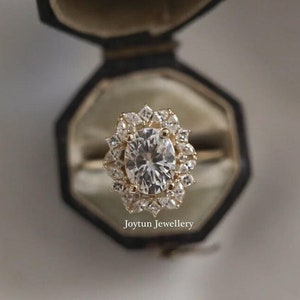 3.78 CTW Oval Cut Moissanite Engagement Ring/ Colorless Halo Princess, Round and Marquise Cut Wedding Ring for Women/ Cluster Proposal Ring