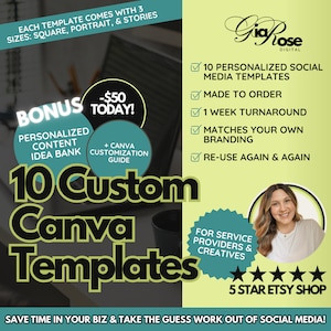 Custom Made Instagram Templates for Service Providers, Custom IG Graphics, Custom Canva Templates, Personalized Social Media Templates image 1