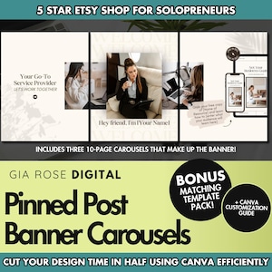 Pinned Post Instagram Banner Carousels for Service Providers, Seamless Pinned Posts Canva Templates, Editable Pinned Banner, Social Banner