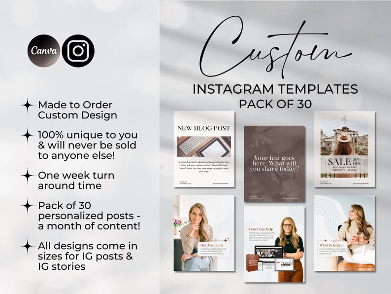 Custom Instagram Templates for Service Providers, Custom Made Social Media Posts, Custom Editable Canva Graphics, Made to Order IG Posts image 1