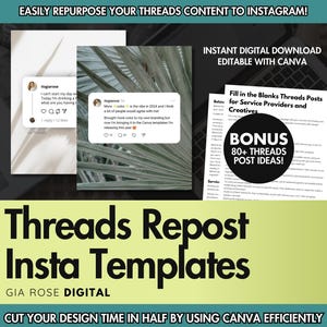 Threads Repost Templates for Service Providers, Threads App Instagram Canva Template, Editable Threads IG Post, Repurpose Threads on Insta