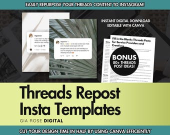 Threads Repost Templates for Service Providers, Threads App Instagram Canva Template, Editable Threads IG Post, Repurpose Threads on Insta