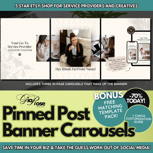 Pinned Post Instagram Banner Carousels for Service Providers, Seamless Pinned Posts Canva Templates, Editable Pinned Banner, Social Banner