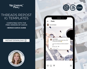 Threads Repost Templates for Service Providers, Threads App Instagram Canva Template, Editable Threads IG Post, Stories, and Reels Graphic