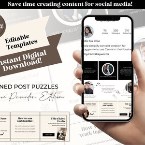 Instagram Pinned Posts Canva Templates for Service Providers, IG Pinned Post Puzzle Templates, Editable Pinned Posts for Social Media image 1