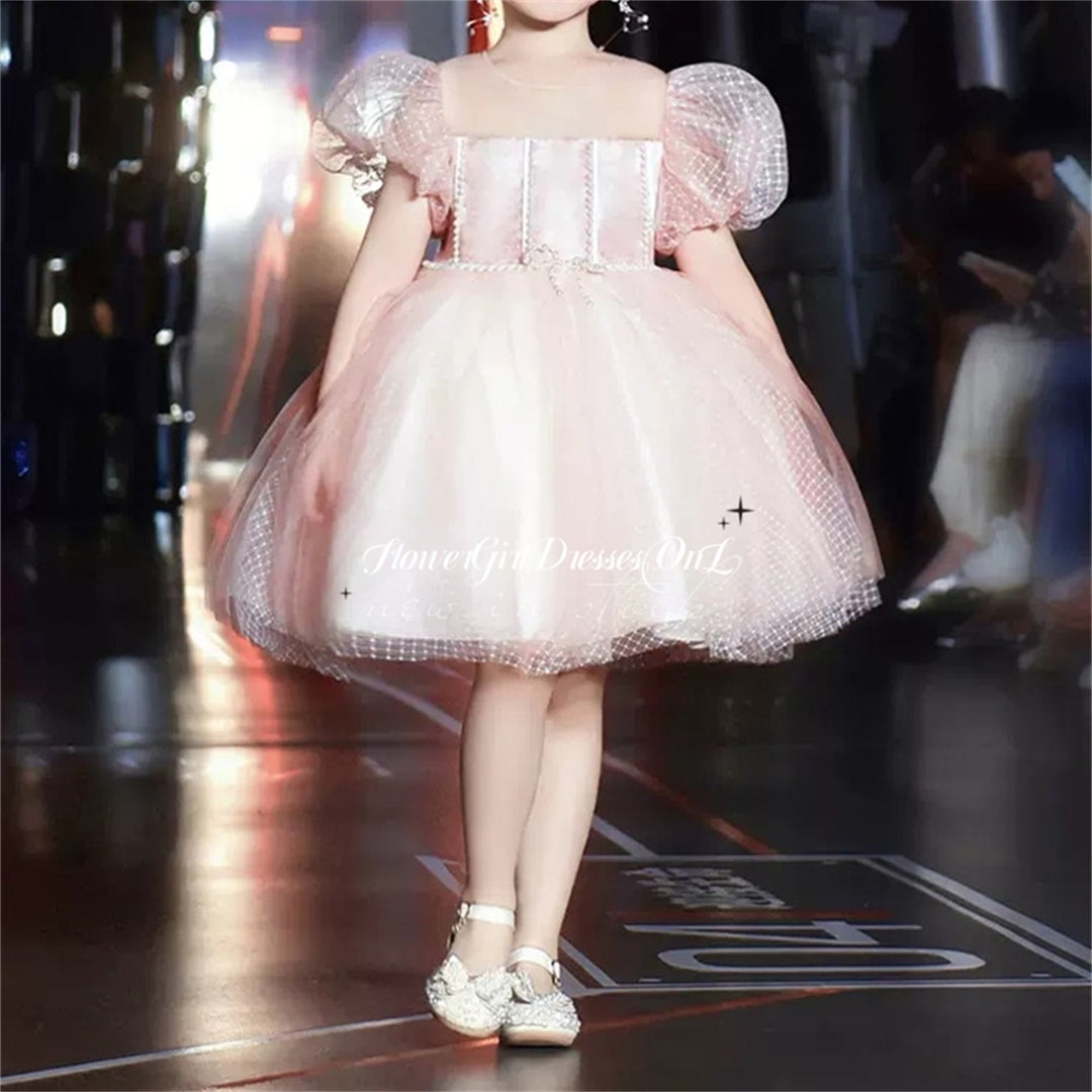 thumbnail image 2 of JiAmy Girls Summer Dress - Tulle Patchwork Puff Sleeve Princess Style For Kids 5-14 Years 2 of 10