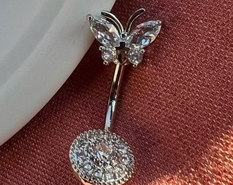 Butterfly Belly Ring, Butterfly Naval Ring, Butterfly Piercing Ring, Butterfly Belly Button