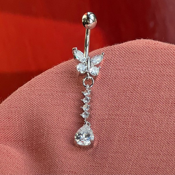 Belly Button Piercing Ring, Belly Dance Jewellery, Stainless Steel Belly Button Ring, Flower Belly Button Ring, Navel Piercing