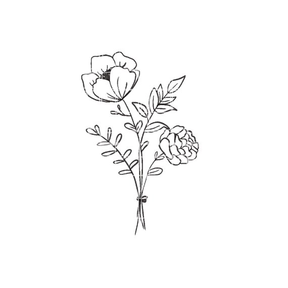 Small Bunch of Flowers Simplistic Digital Art Piece, Bunch of Flowers  Digital Art Piece 