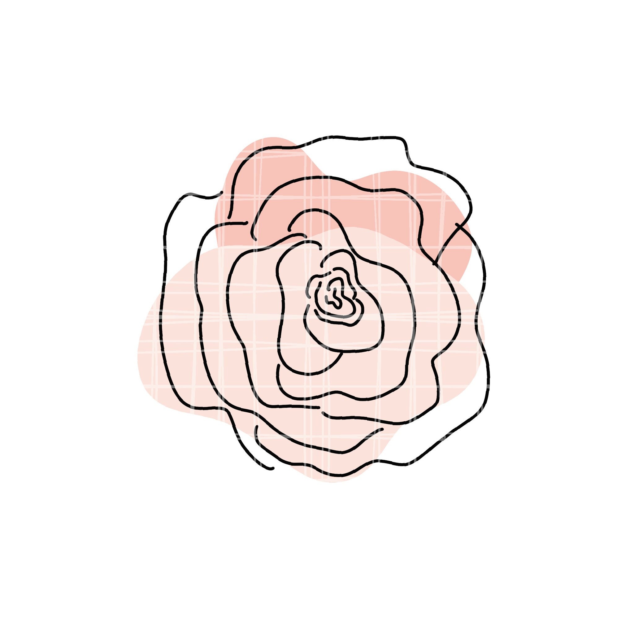 Pink Flower Line Drawing Digital Download Pastel Pink Shapes - Etsy Norway