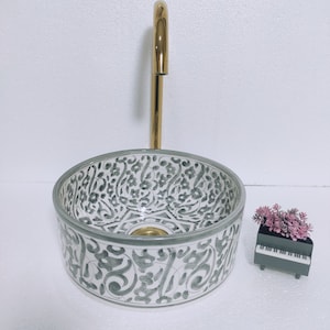 Trending grey Bathroom vessel sink  - basin ceramic 100% handmade - modern bathroom Sinkstar style- mid century modern Flair