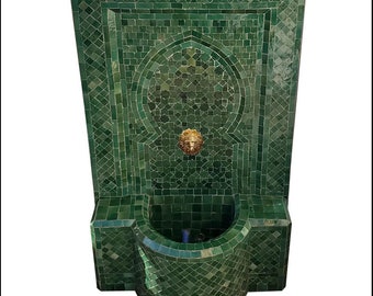 Emerald green tamgrout High quality Custom Mosaic Fountain for Outdoor and Indoor, Mid Century wall Fountain , Moroccan Mosaic Fountain