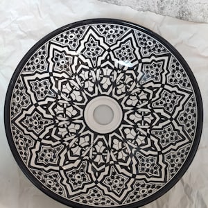 Andalusian black and white ceramic sink for outdoor and indoor