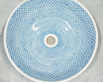 Handcrafted Farmhouse American Basin - Mid-Century Modern Vanity Sink  - Fish Scales Minimalist turquoise Design Sink