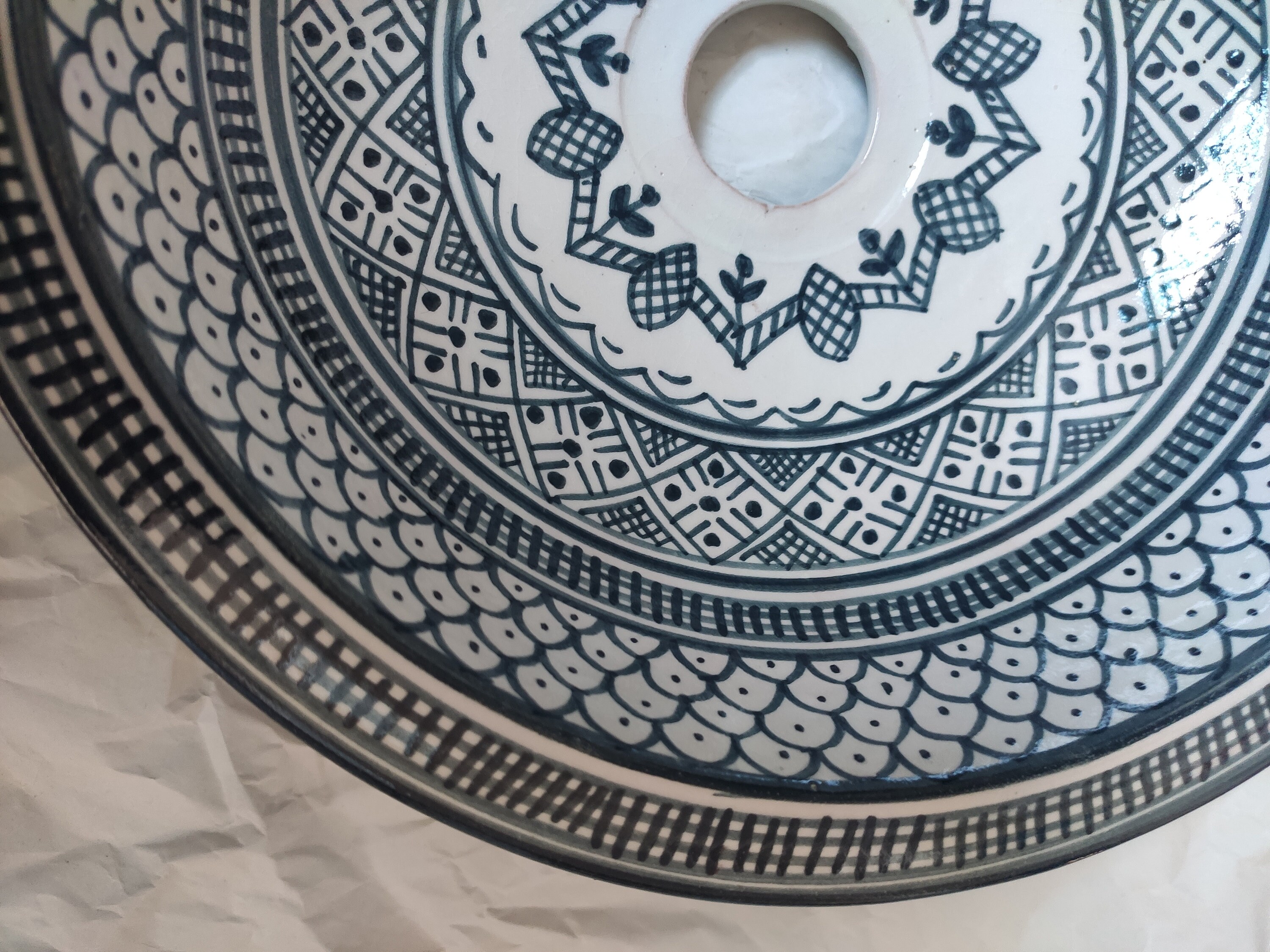 Teal Handmade Bassin Sink It Has One Whole the Design is Scales Fish ...